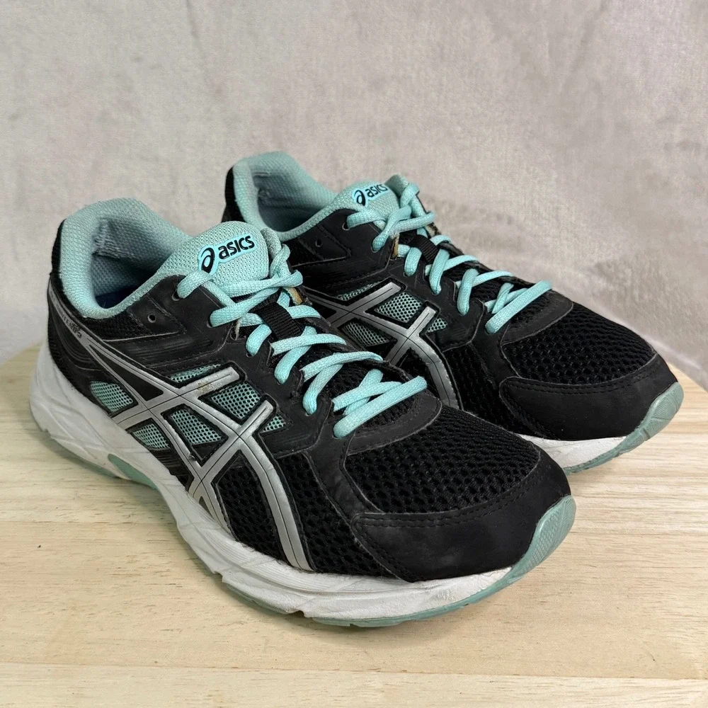 Asics Gel-Contend 3 Womens Running Shoes Black Aqua‎ Silver T5F9N Size 8.5